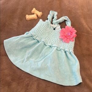 Kids Blue Dress with Pink Flower Accent